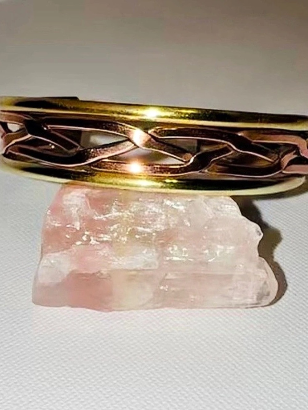 Vintage Handcrafted Mixed Metal Braided Cuff Bracelet Copper Brass Boho 7”